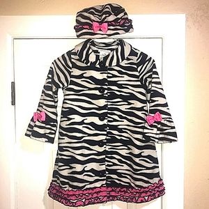 Bonnie Jean GIRLS Zebra Print Fleece Coat/Hat 5